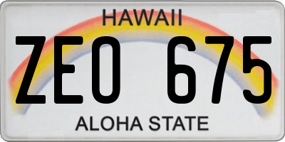 HI license plate ZEO675