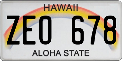HI license plate ZEO678