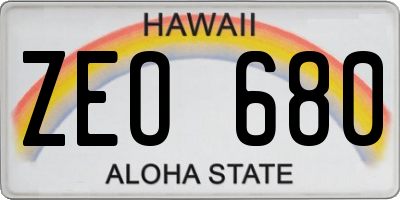 HI license plate ZEO680
