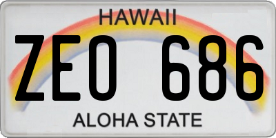 HI license plate ZEO686