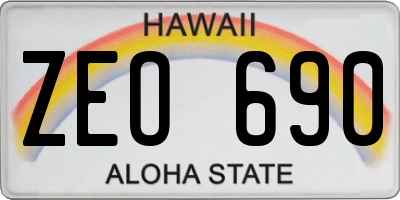 HI license plate ZEO690