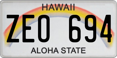 HI license plate ZEO694