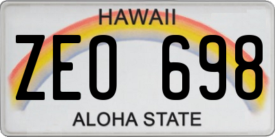 HI license plate ZEO698