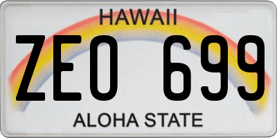 HI license plate ZEO699