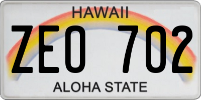 HI license plate ZEO702
