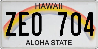 HI license plate ZEO704