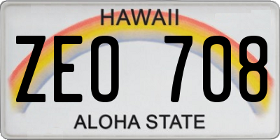 HI license plate ZEO708
