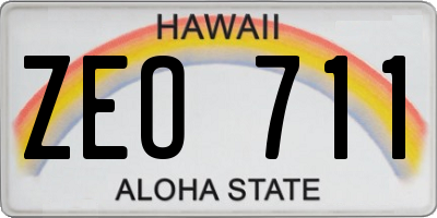 HI license plate ZEO711