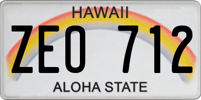 HI license plate ZEO712