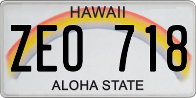HI license plate ZEO718