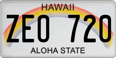 HI license plate ZEO720