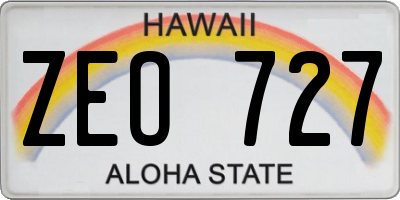 HI license plate ZEO727
