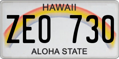 HI license plate ZEO730