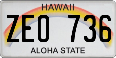 HI license plate ZEO736