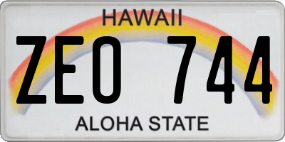 HI license plate ZEO744