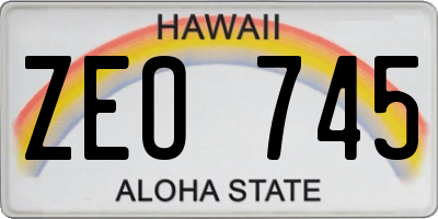 HI license plate ZEO745