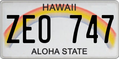 HI license plate ZEO747