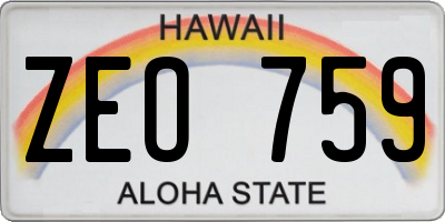 HI license plate ZEO759