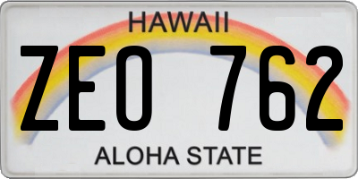 HI license plate ZEO762