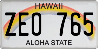 HI license plate ZEO765