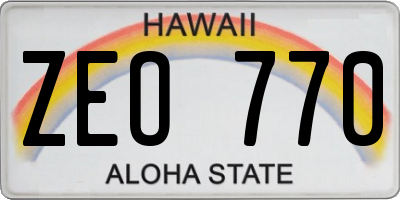 HI license plate ZEO770