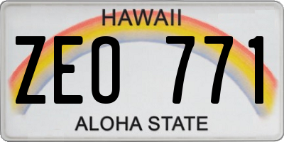 HI license plate ZEO771