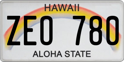 HI license plate ZEO780