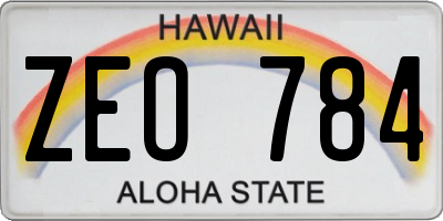 HI license plate ZEO784