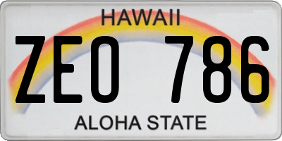 HI license plate ZEO786