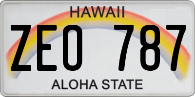 HI license plate ZEO787