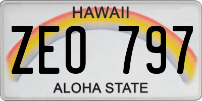 HI license plate ZEO797