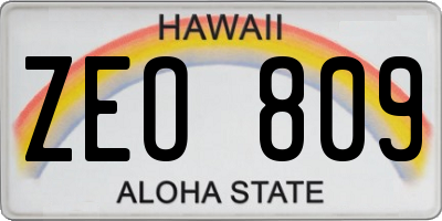HI license plate ZEO809