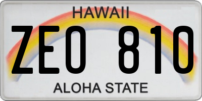 HI license plate ZEO810
