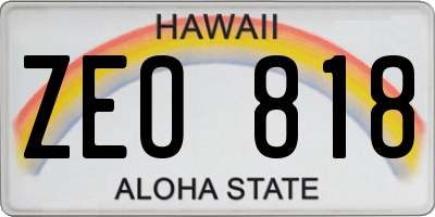 HI license plate ZEO818