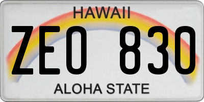 HI license plate ZEO830