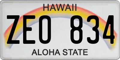 HI license plate ZEO834