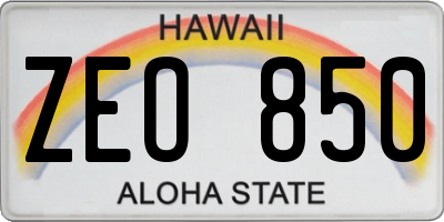 HI license plate ZEO850