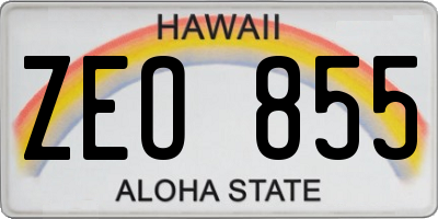 HI license plate ZEO855