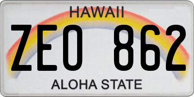 HI license plate ZEO862