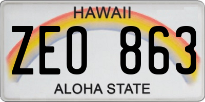 HI license plate ZEO863