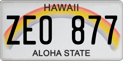 HI license plate ZEO877