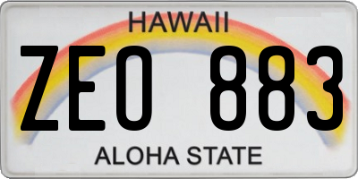 HI license plate ZEO883