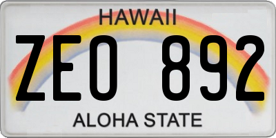 HI license plate ZEO892