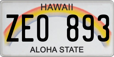 HI license plate ZEO893