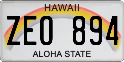 HI license plate ZEO894