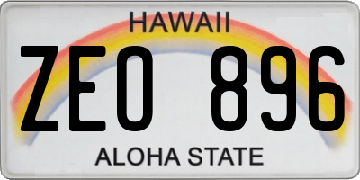 HI license plate ZEO896