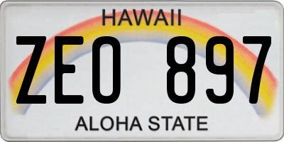 HI license plate ZEO897