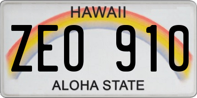 HI license plate ZEO910