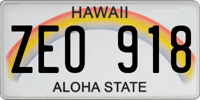 HI license plate ZEO918