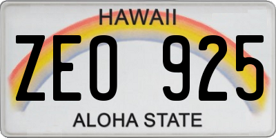 HI license plate ZEO925